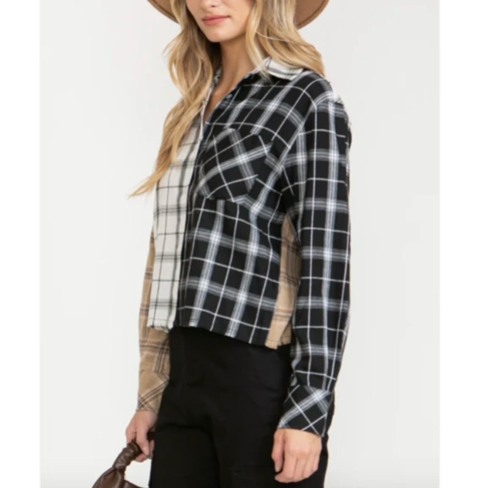 Fate Multi Block Cropped Flannel - Picture 12 of 12